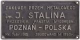 Sale 287, Lot 27, Stalina 1910, 1953, Worksplate