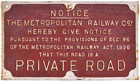Cast Iron Sign, Metropolitan Railway, Private Road