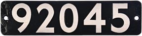 Locomotive Smokebox Numberplate, 92045