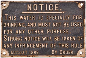 Cast Iron Sign, Drinking Water, GWR